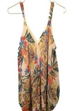 Unique Spectrum Women's Yellow Tropical Floral Tank 2X Plus V-Neck Sleeveless